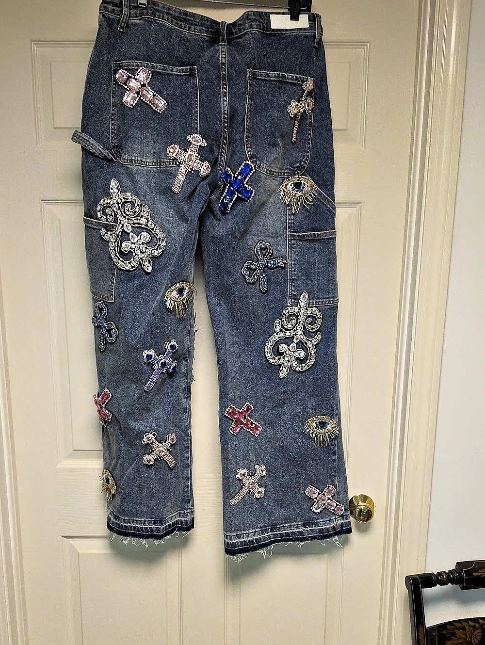AKIRA Wild And Free Denim Pant Straight Leg Blue 1X - Picture 6 of 13